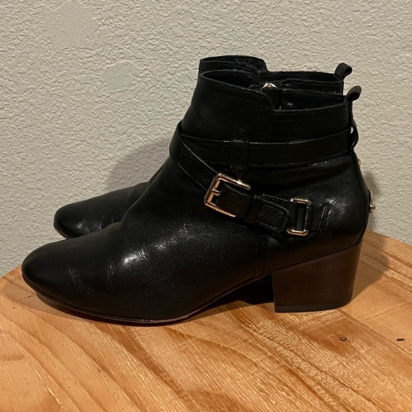 Coach Pauline Ankle Boot in Black Leather with Gold Hardware Size 8.5 - Picture 4 of 9